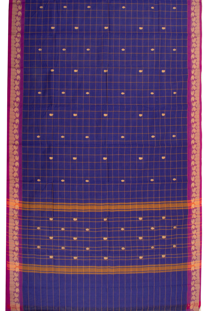 Blue Handloom Chettinad Cotton Saree 10072645