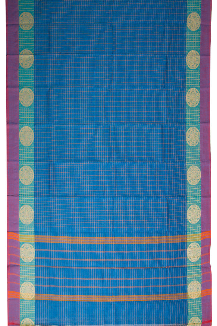 Blue Handloom Chettinad Cotton Saree 10072669