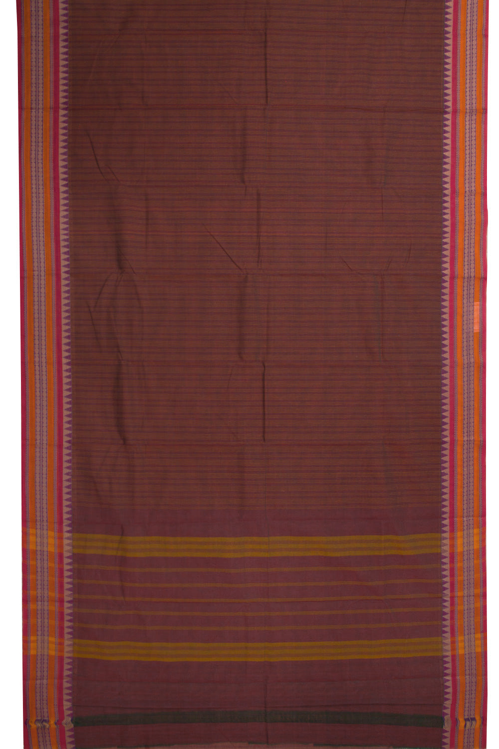 Brown Handloom Chettinad Cotton Saree 10072685