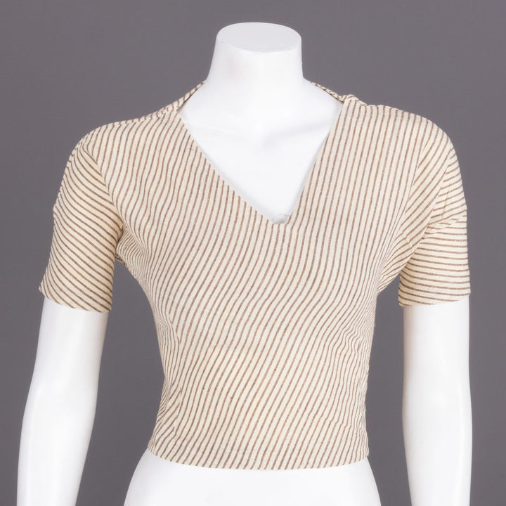 Cream Handcrafted Woven Crop Top