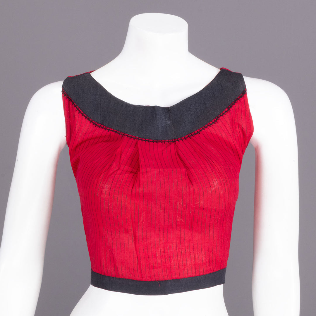 Red Handcrafted Cotton Crop Top 