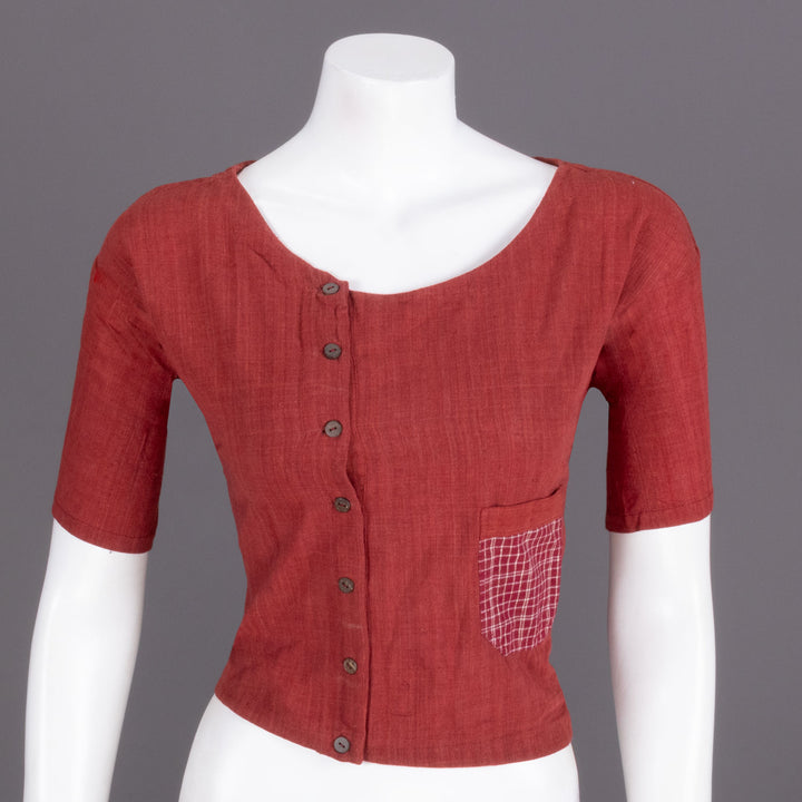 Red Handcrafted Cotton Crop Top