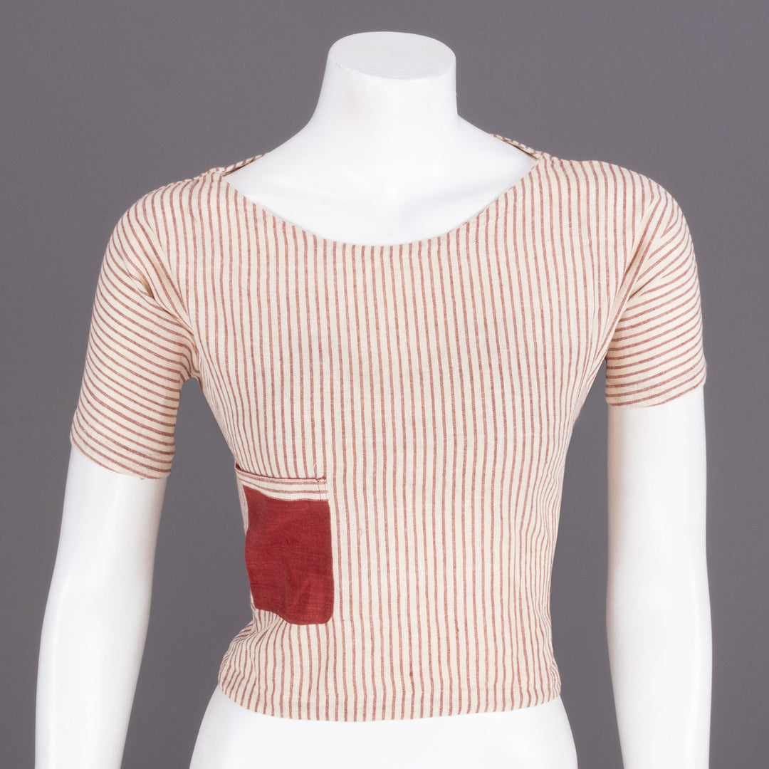 Cream Handcrafted Woven Crop Top