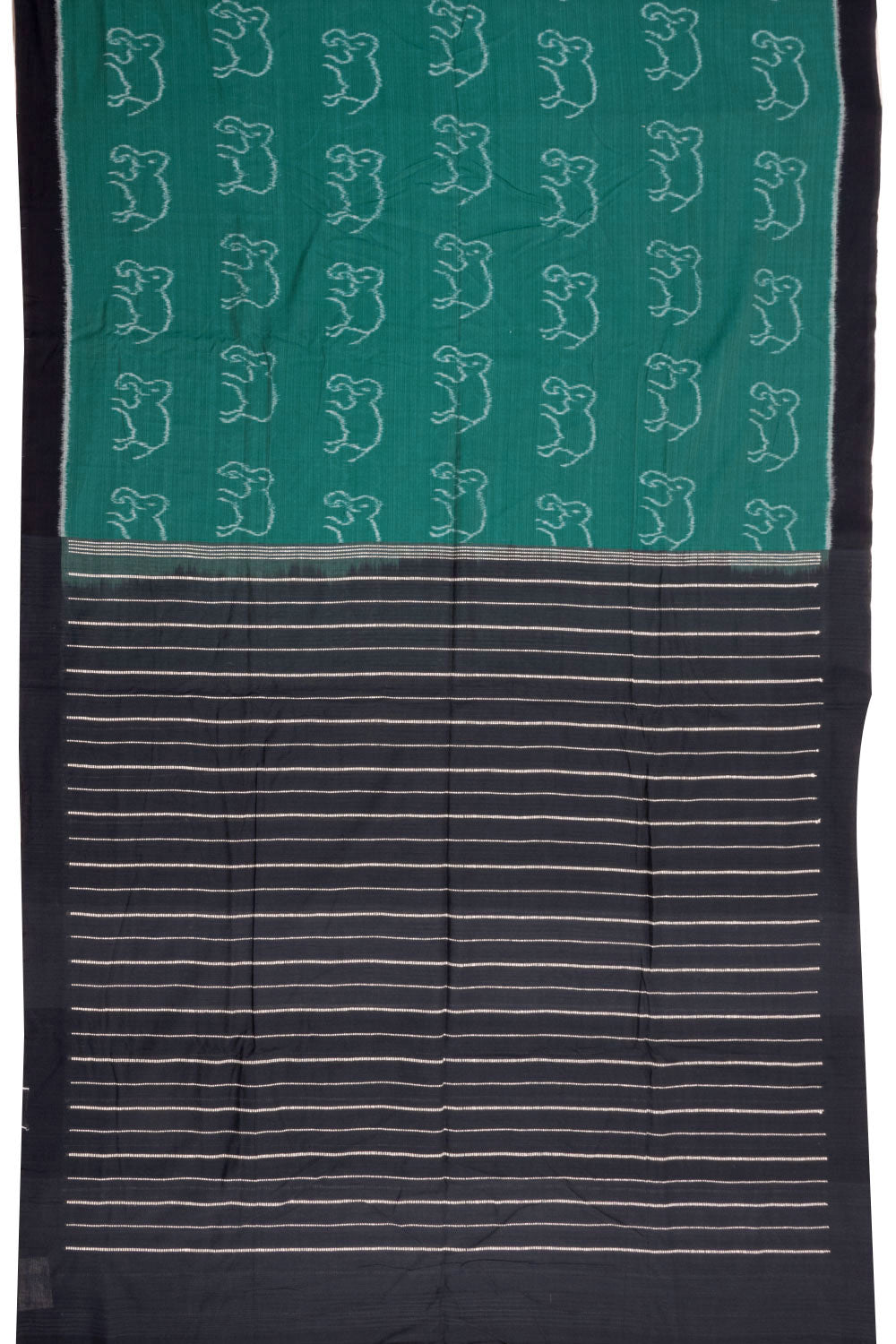 Green Handloom Maniabandha Ikat Cotton Saree 