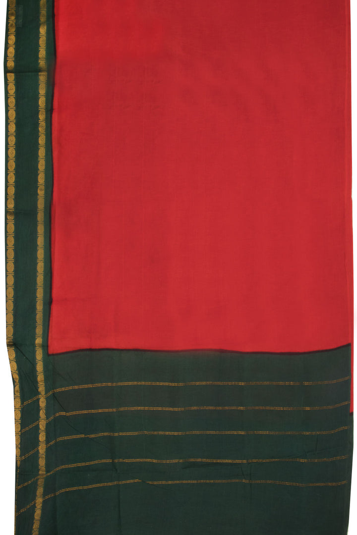 Red Handloom Chettinad Cotton Saree Without Blouse