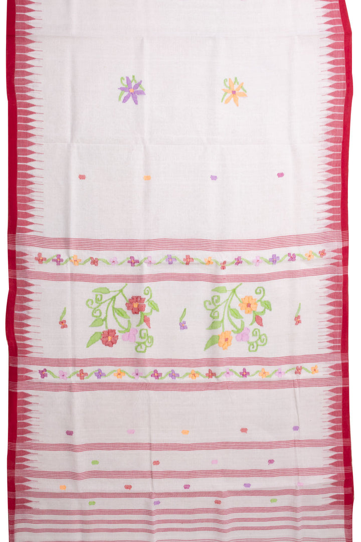 White Handloom Jamdani Cotton Saree