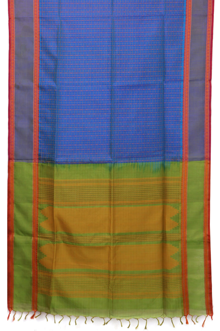 Blue Handloom Kanchi Silk Cotton Saree 10073556