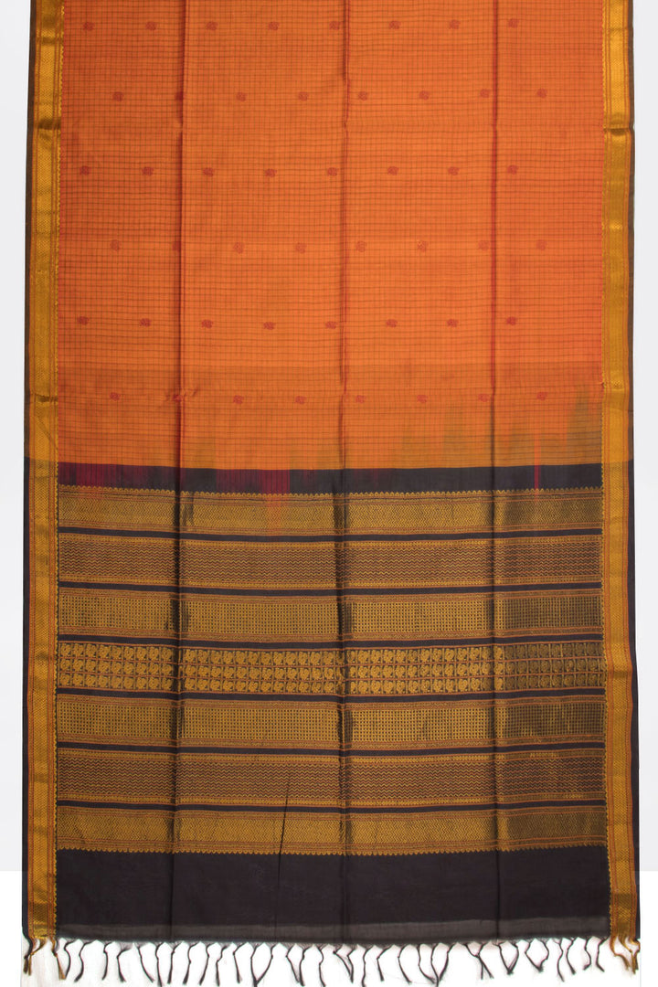 Orange Handloom Kanchi Silk Cotton Saree 10073562