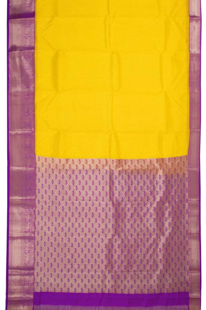 Yellow Handloom Kanjivaram Blended Silk Saree 10072893