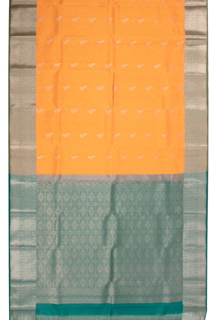 Orange Handloom Kanjivaram Blended Silk Saree 10072897