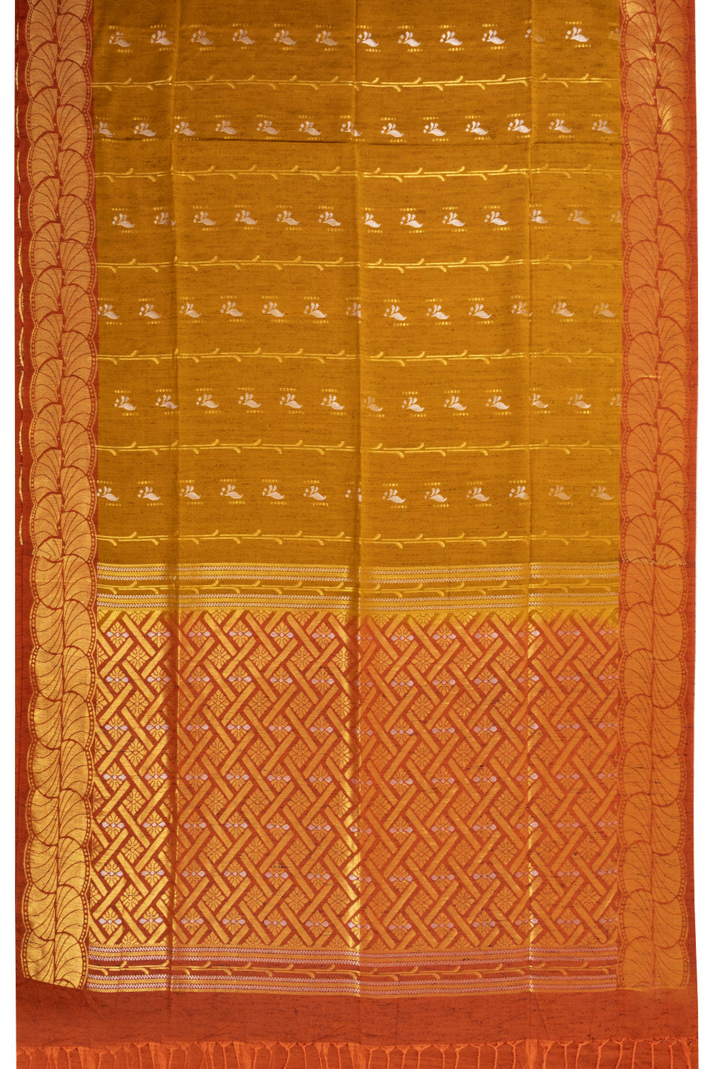 Mustard Yellow Jute Weave Kanjivaram Silk Saree 10073842