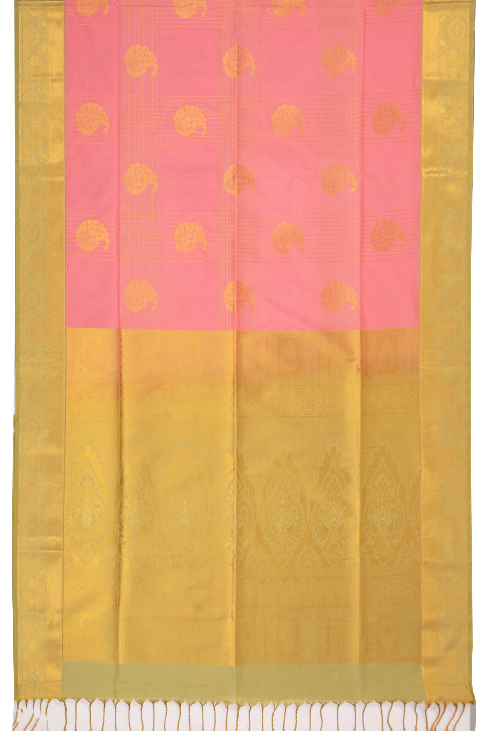 Pink Kanjivaram Silk Saree with Contrast Pallu 10073853