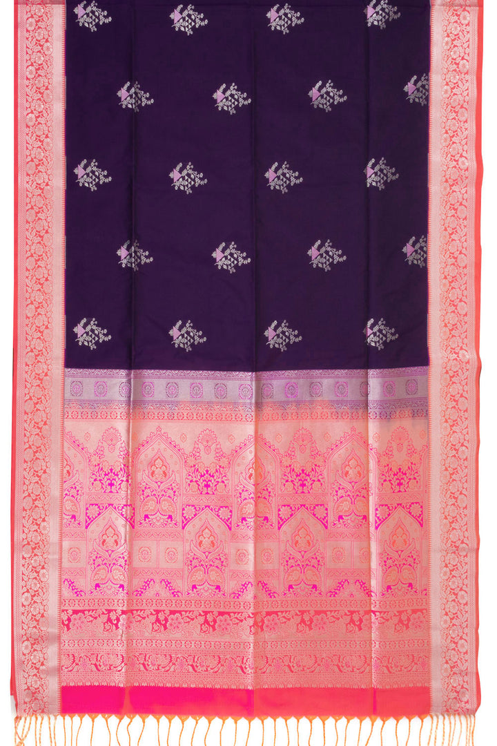 Purple Kanjivaram Silk Saree with Contrast Pallu 10073856