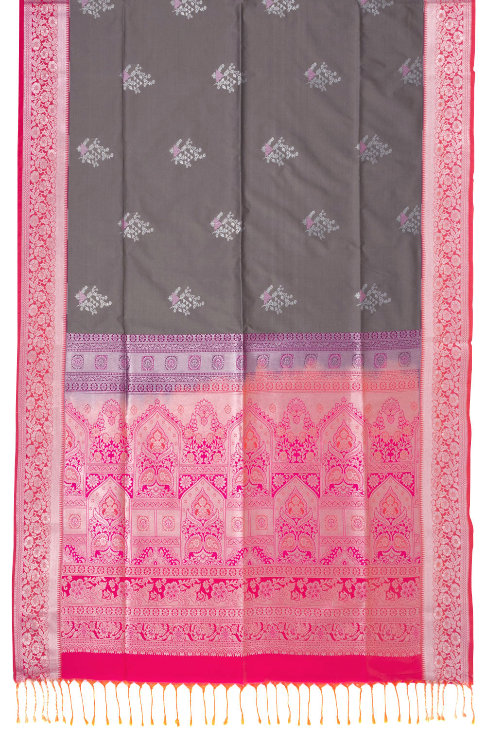 Grey Kanjivaram Silk Saree with Contrast Pallu 10073857