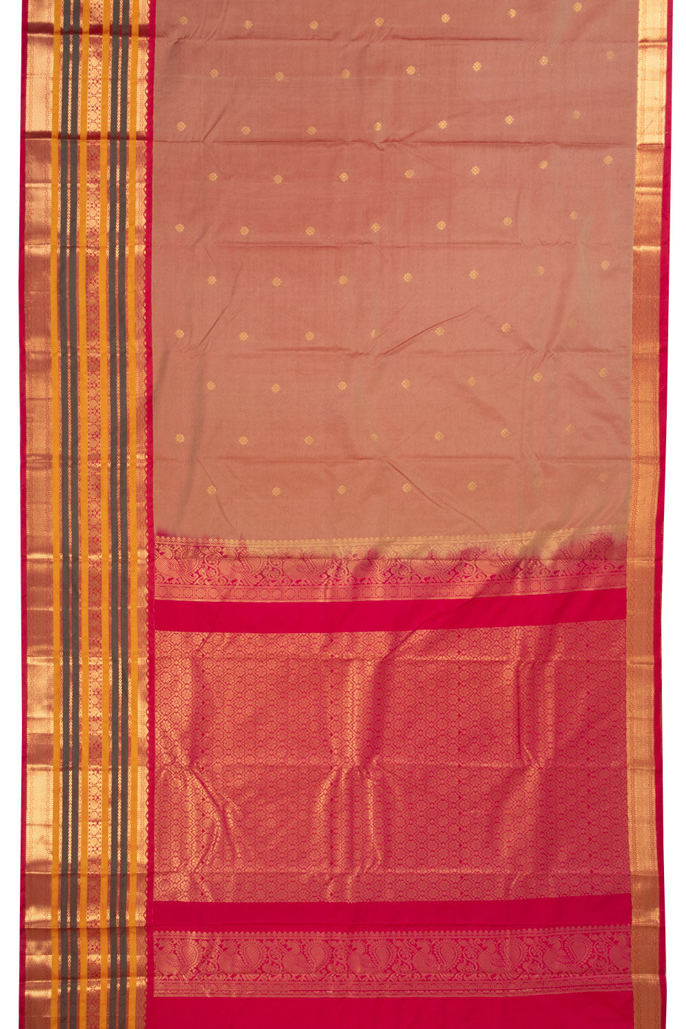 Dual Tone Brown Kanjivaram Silk Saree with Contrast Pallu 10073870