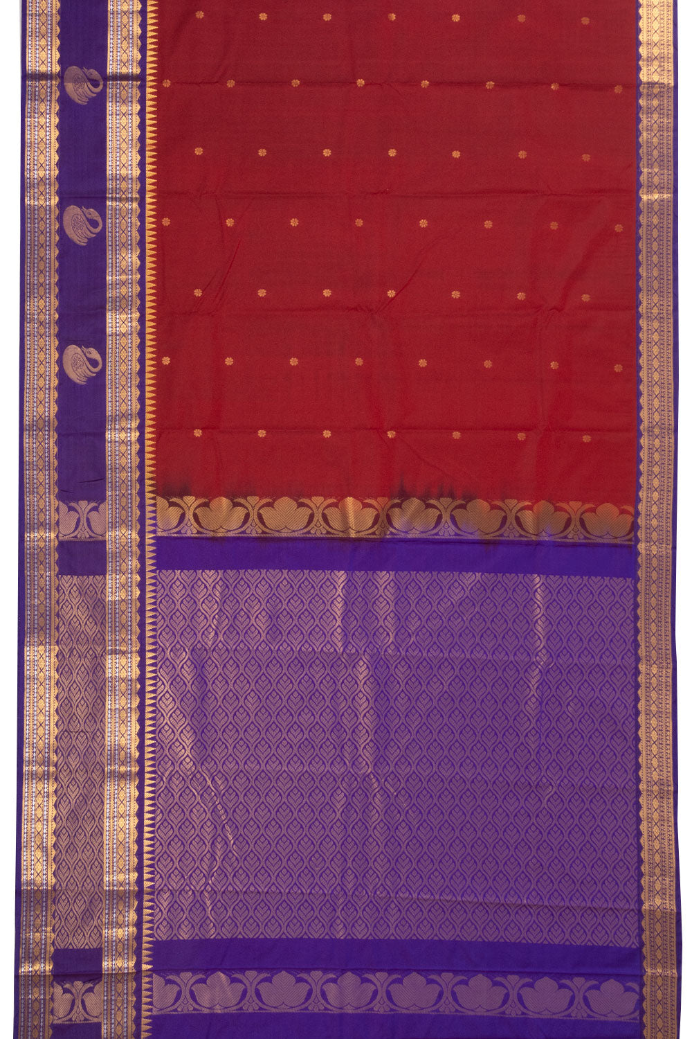 Maroon Kanjivaram Silk Saree with Contrast Pallu 10073874