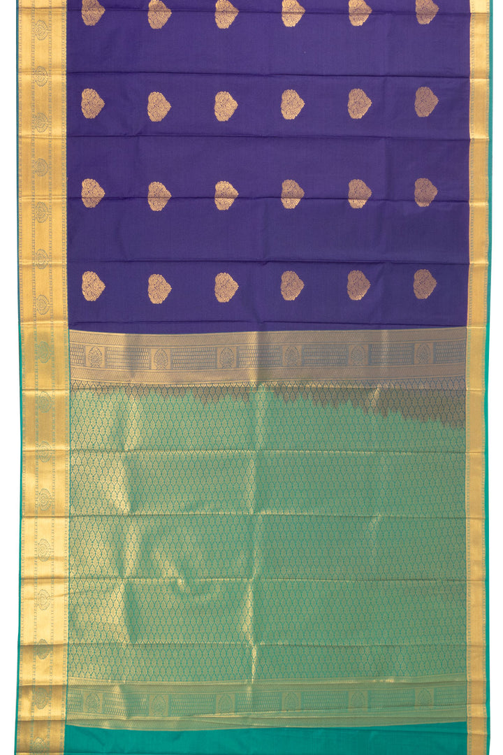 Blue Kanjivaram Silk Saree with Contrast Pallu 10073886