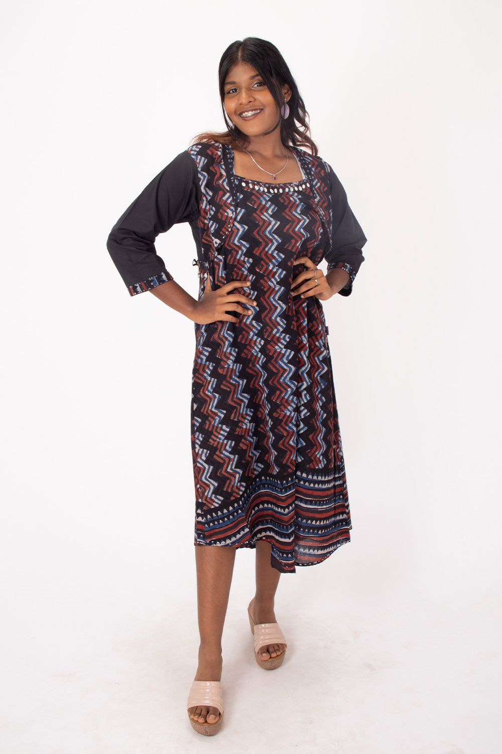 Black Handcrafted Cotton Dress 10071225