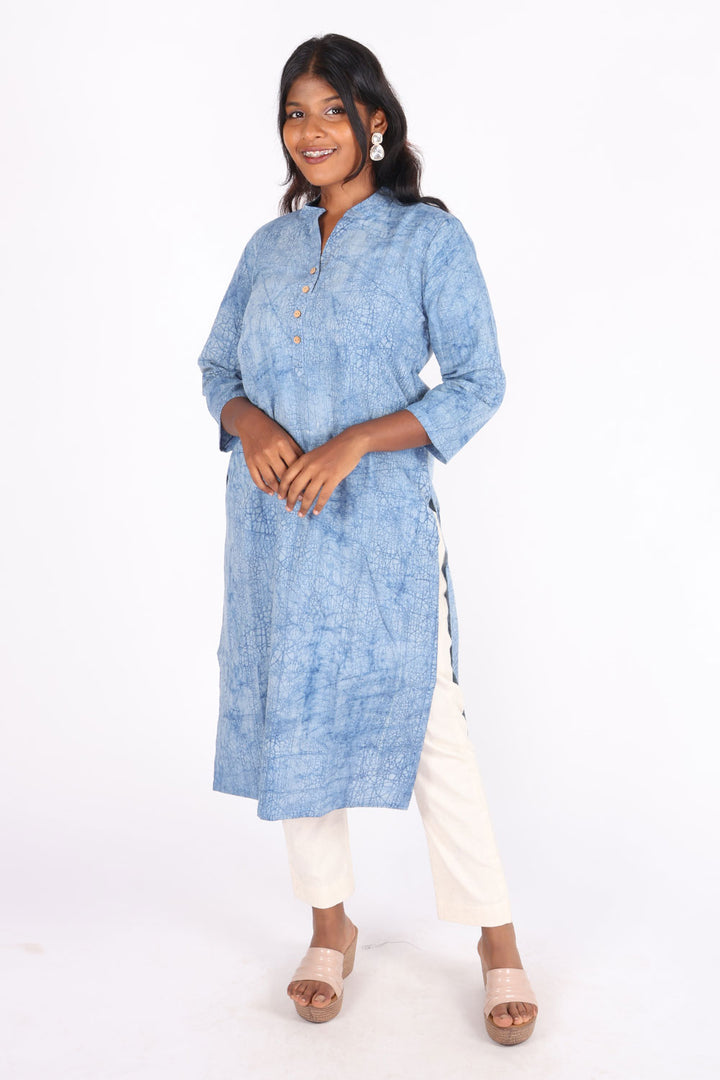 Blue Indigo Hand block Print Cotton Kurta