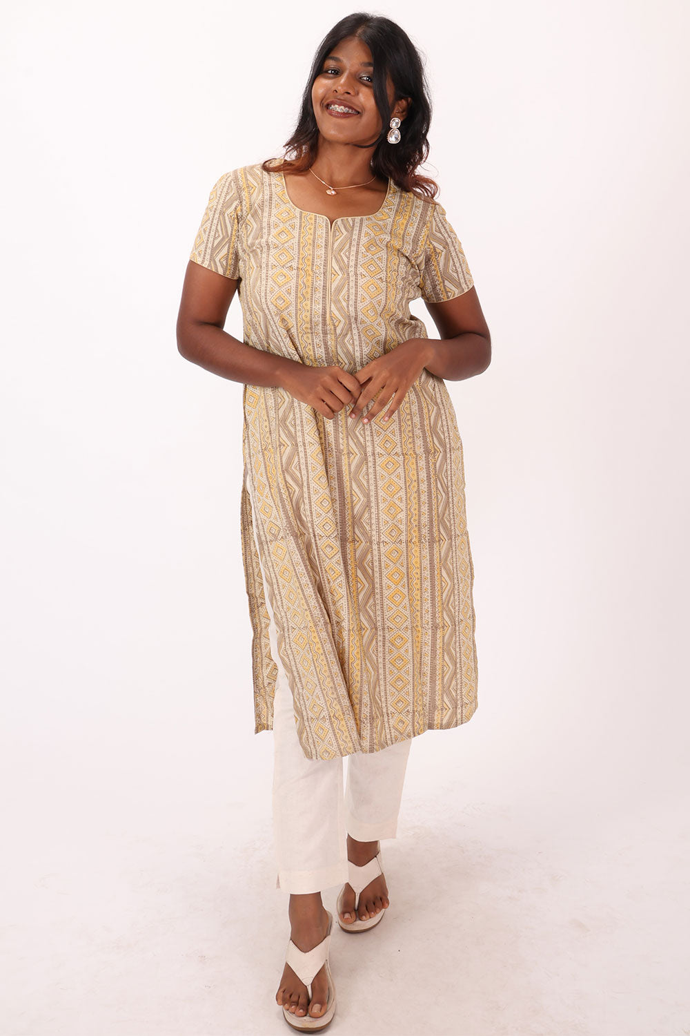 Cream Vanaspathi Printed Cotton Kurta 10072403