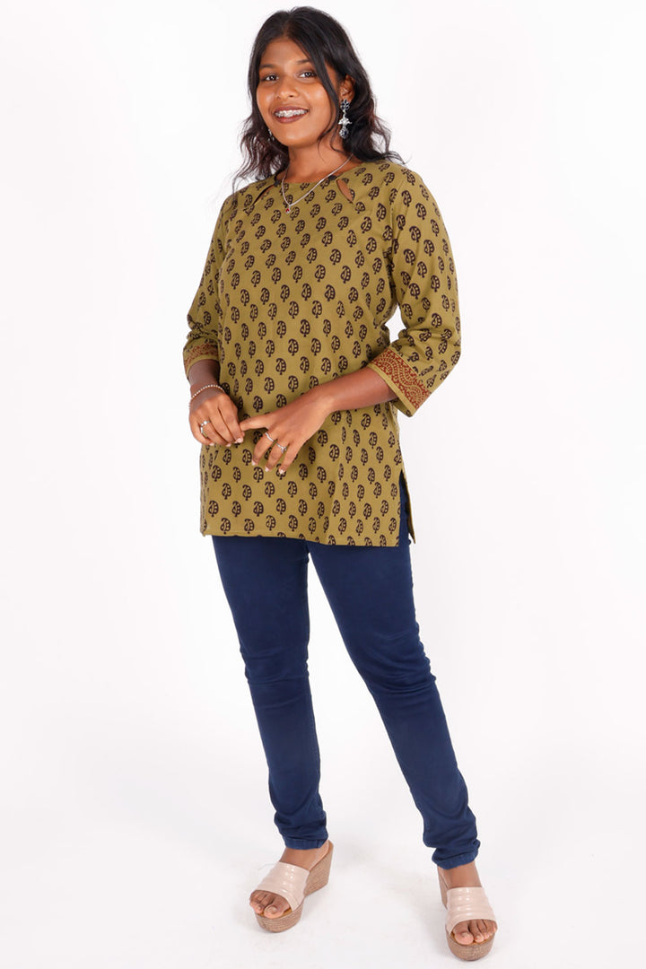 Green Bagh Printed Cotton Kurti