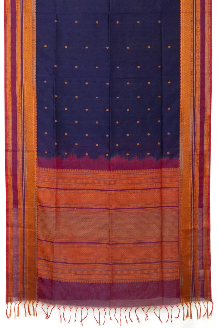 Royal Blue  Handloom Kanchi Silk Cotton Saree - Avishya