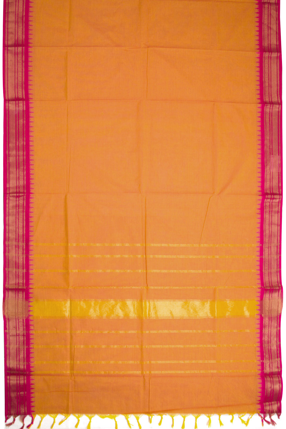 Orange Handwoven Kanchi Cotton Saree 10069278