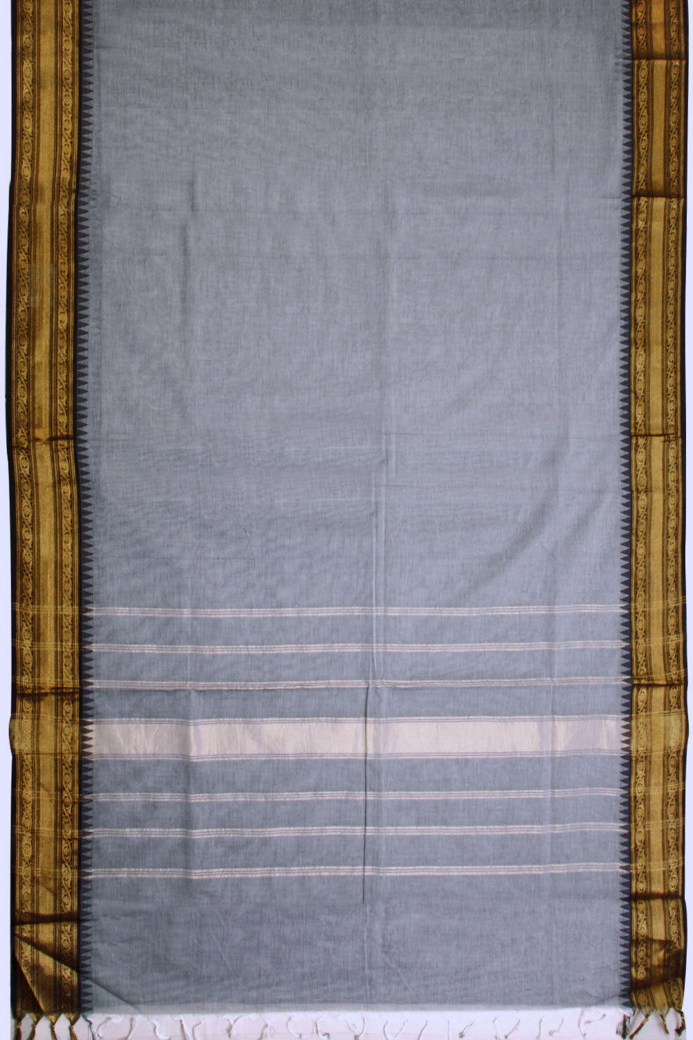 Grey Handwoven Kanchi Cotton Saree 10069285