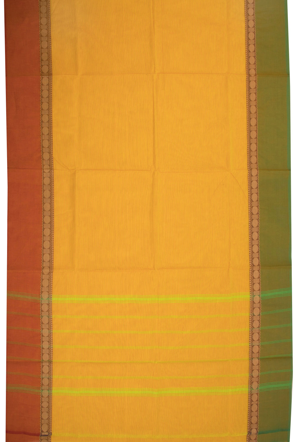 Yellow Handwoven Kanchi Cotton Saree Without Blouse 10070898 - Avishya