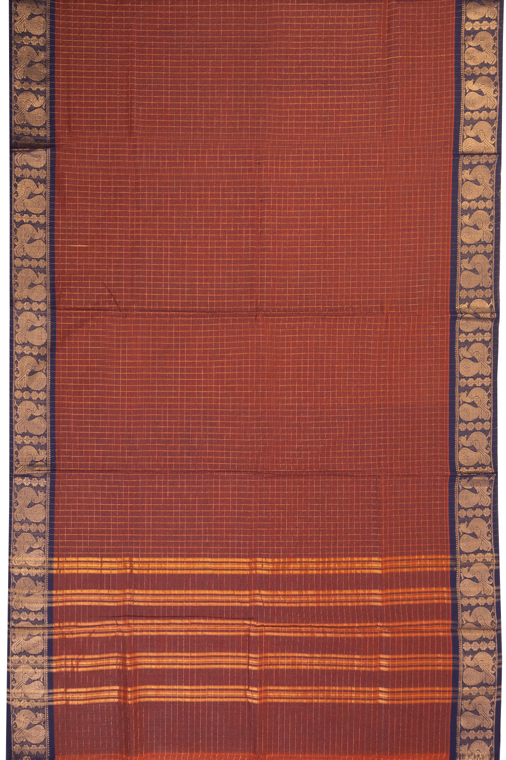 Brown Handloom Kanchi Cotton Saree 