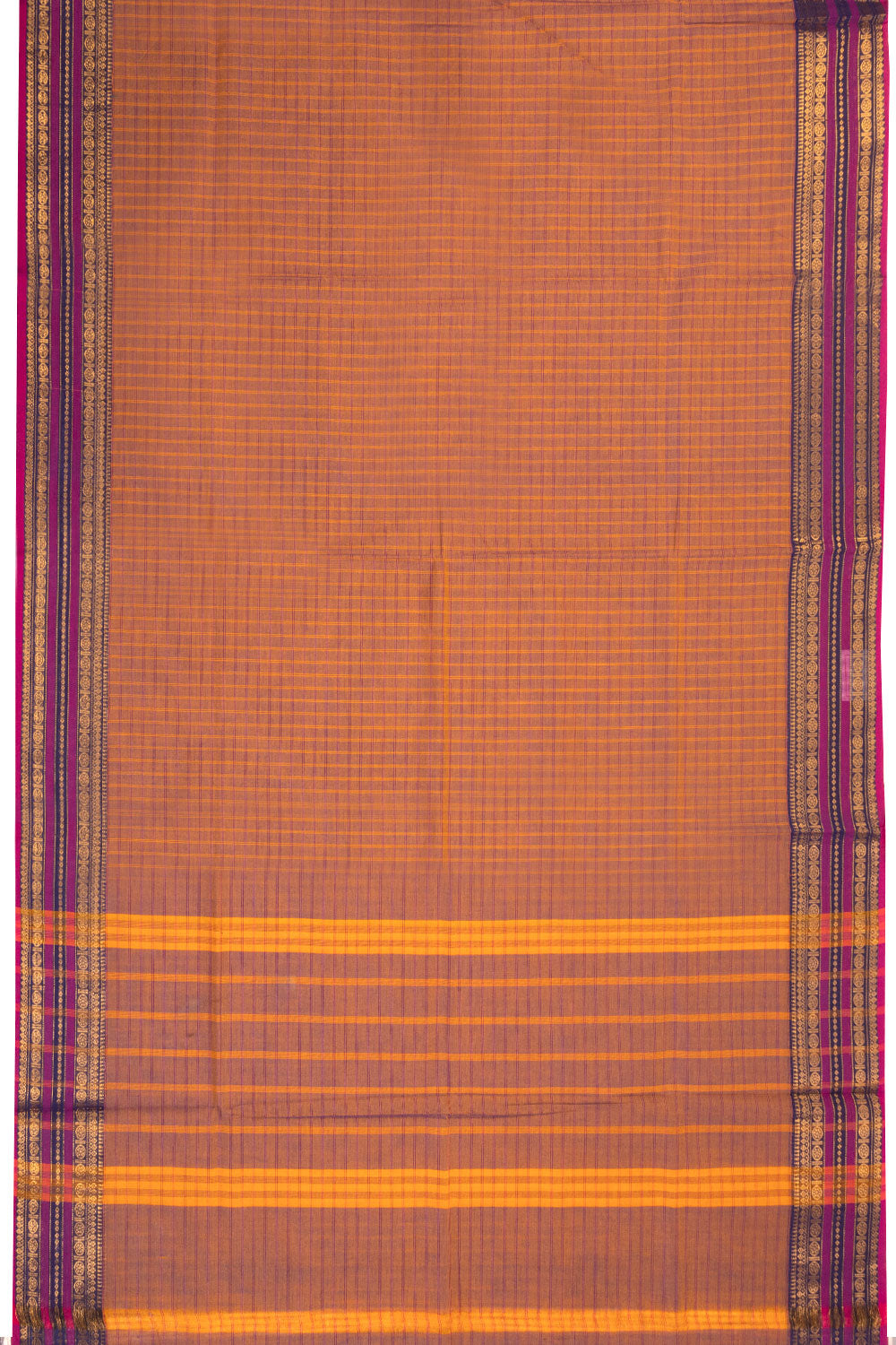 Violet Shot Yellow Handloom Kanchi Cotton Saree