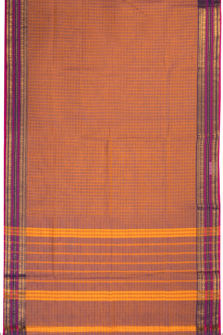 Violet Shot Yellow Handloom Kanchi Cotton Saree