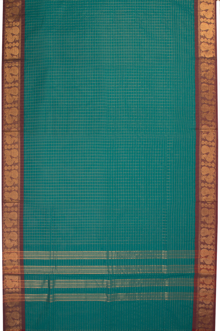 Teal Green Handwoven Kanchi Cotton Saree 