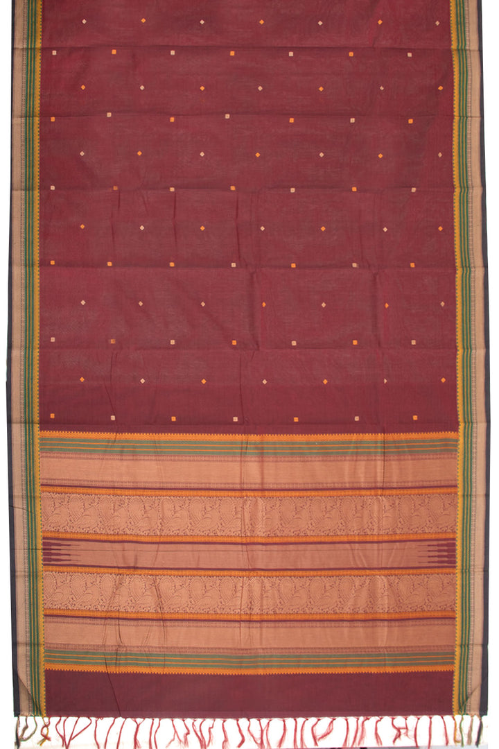 Maroon Handloom Kanchi Cotton Saree 