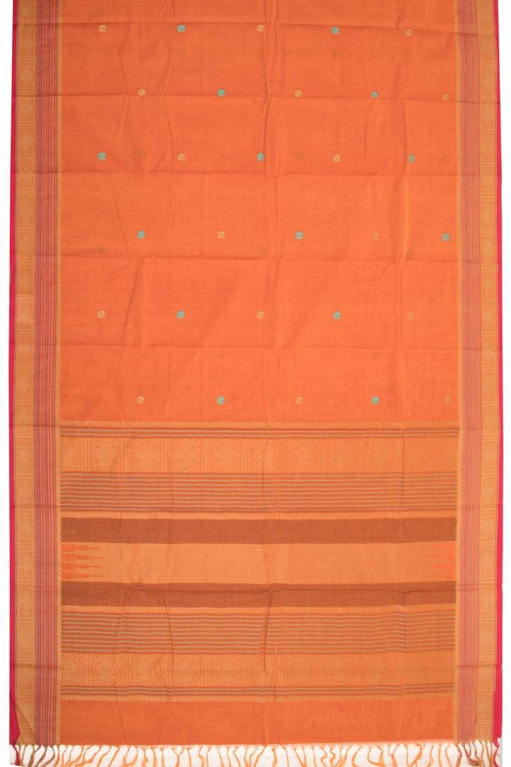 Orange Handloom Kanchi Cotton Saree 