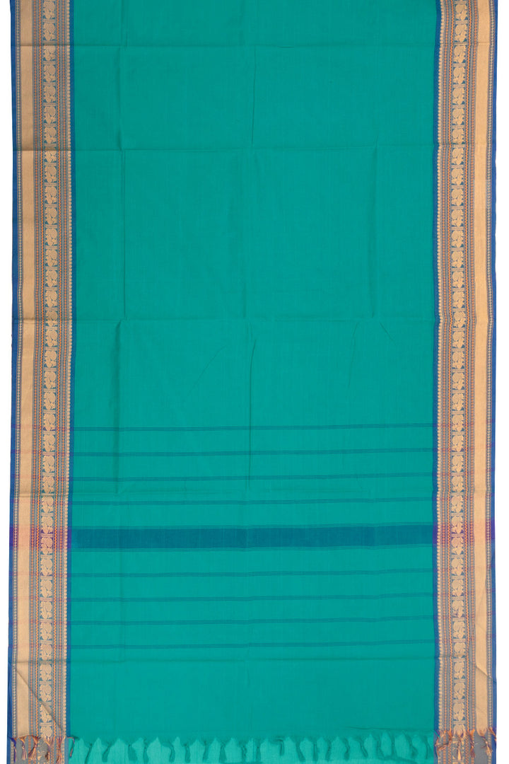 Teal Blue Handloom Kanchi Cotton Saree 10071779