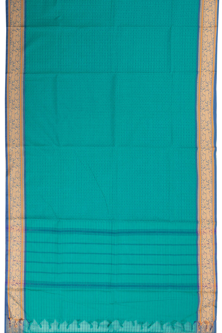 Teal Blue Handloom Kanchi Cotton Saree