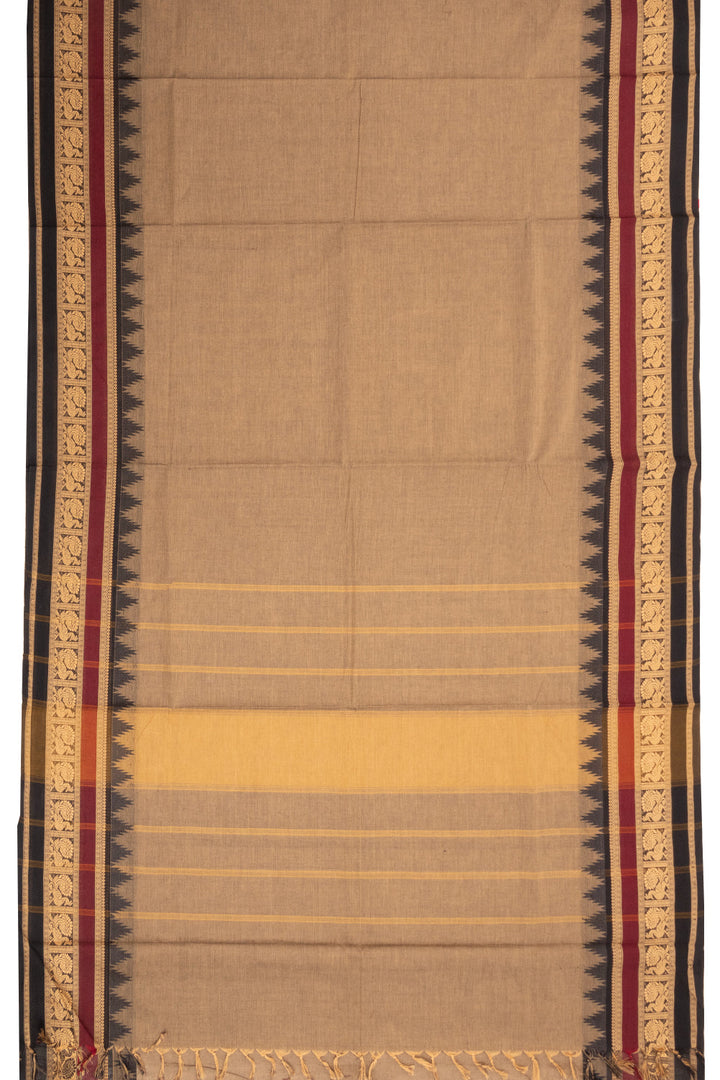 Brown Handloom Kanchi Cotton Saree