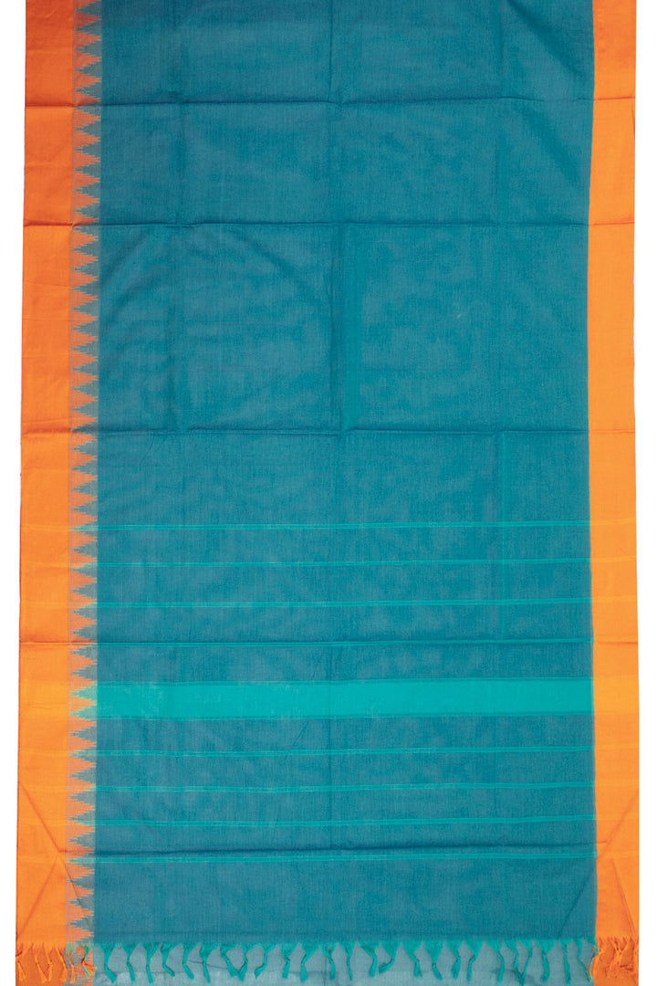 Teal Blue Handloom Kanchi Cotton Saree 10071791