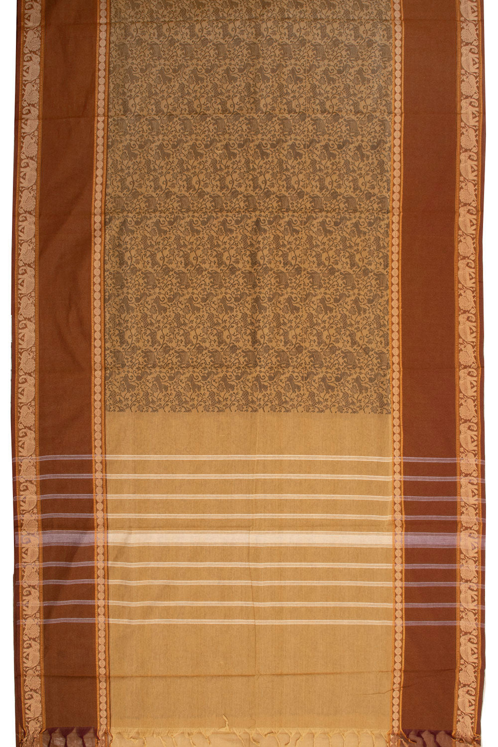 Brown Handloom Kanchi Cotton Saree