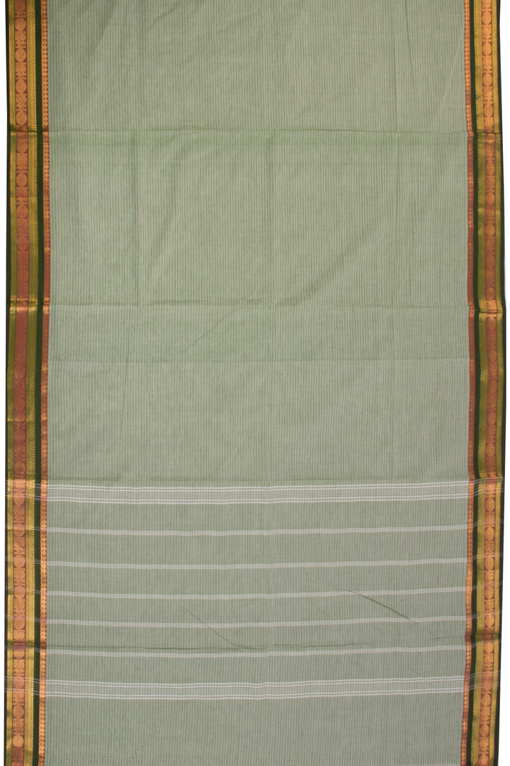 Tea Green Handwoven Kanchi Cotton Saree Without Blouse