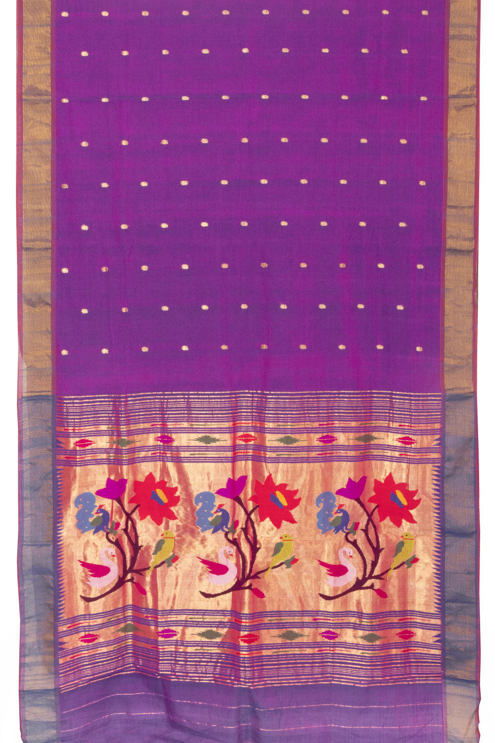 Violet Handloom Paithani Cotton Saree 10064575