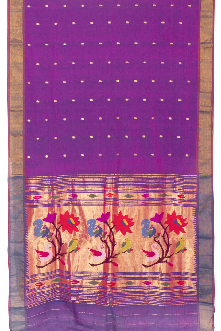 Violet Handloom Paithani Cotton Saree 10064575