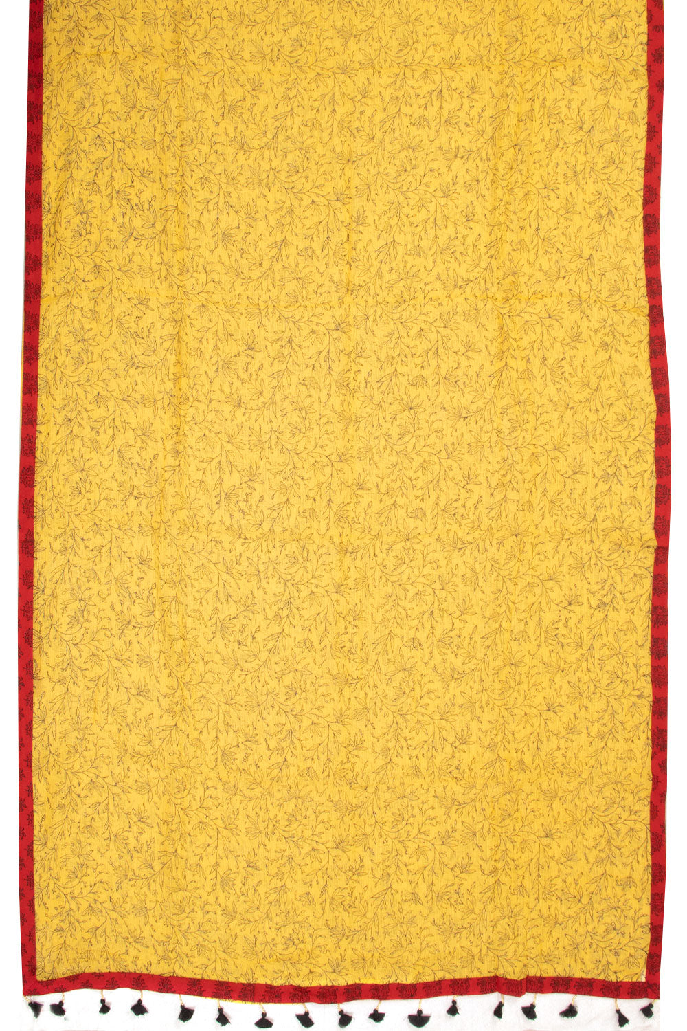 Yellow Hand Block Printed Kota Cotton Saree 