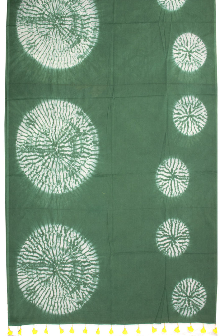 Green Shibori Mulmul Cotton Saree Without Blouse 