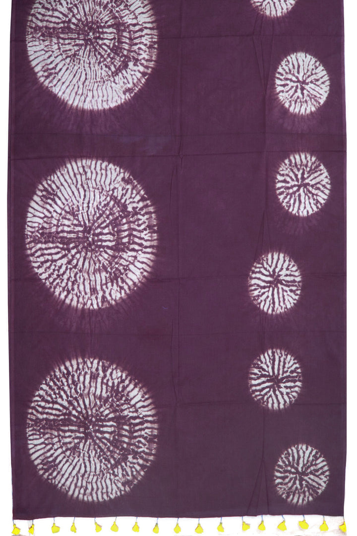 Purple Shibori Mulmul Cotton Saree Without Blouse 10072088