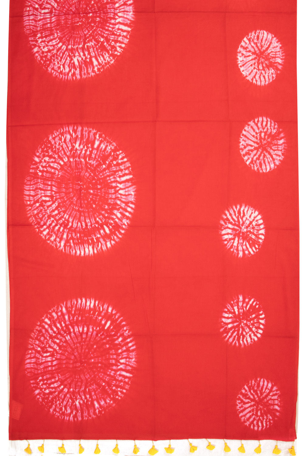 Red Shibori Mulmul Cotton Saree Without Blouse