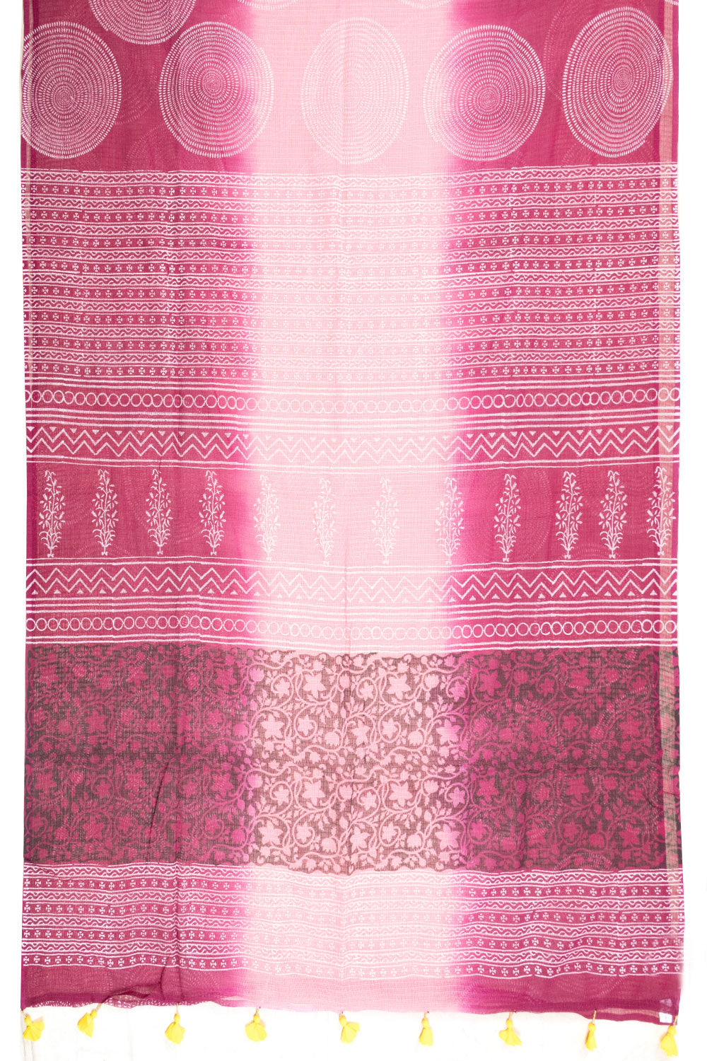 Pink Hand Block Printed Kota Cotton Saree Without Blouse