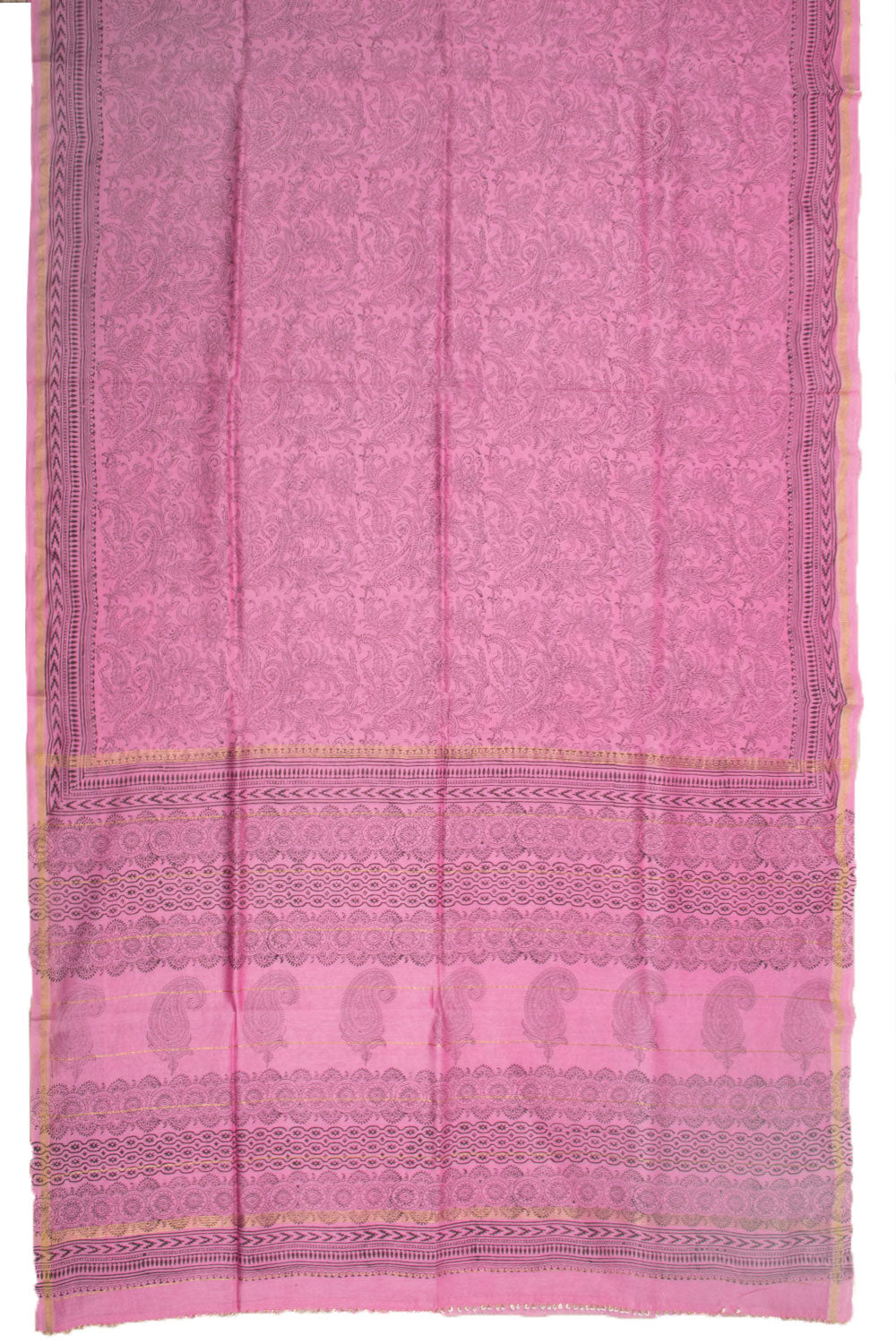 Pink Printed Chanderi Silk Cotton Saree 10072545