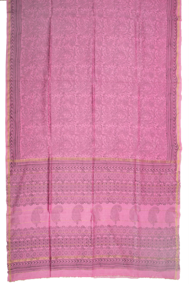 Pink Printed Chanderi Silk Cotton Saree 10072545